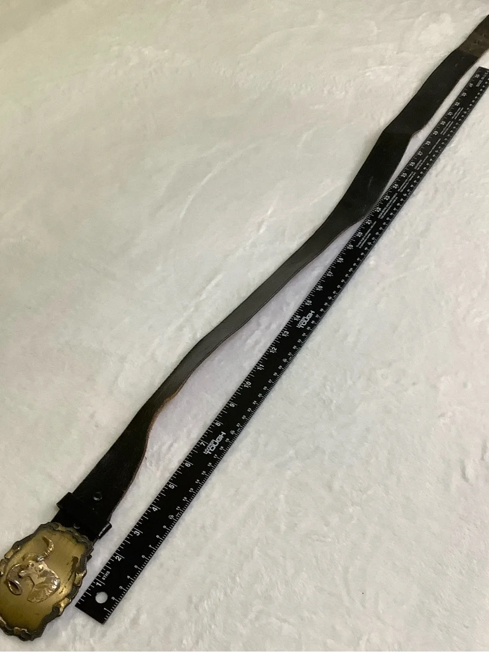 Vintage Raintree Ram Buckle Top Grain Leather Belt Sz 36